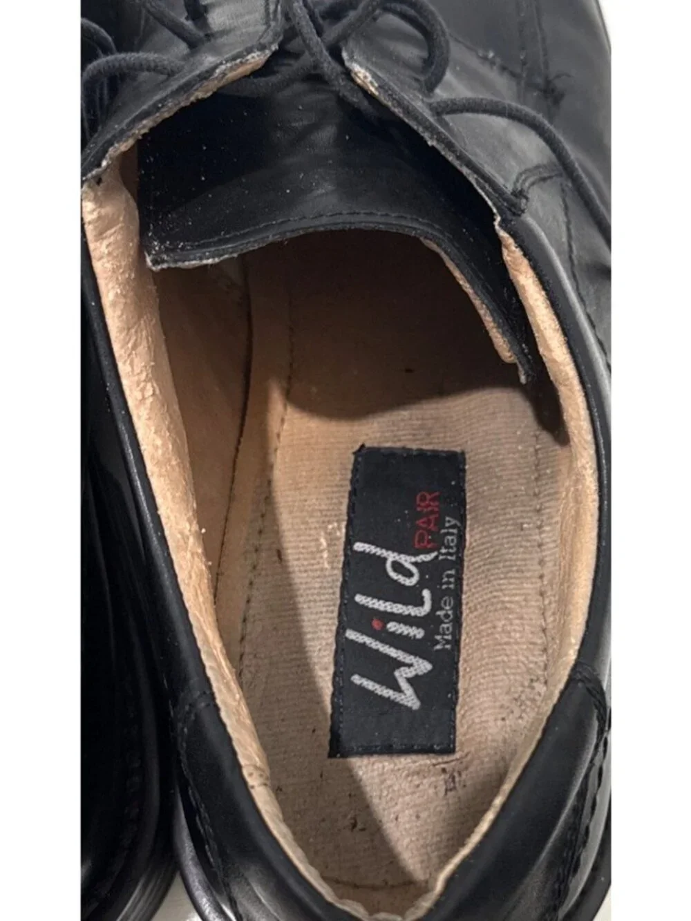 Wild Pair Made In Italy Genuine Leather Black Oxford Shoes Men Size 13D